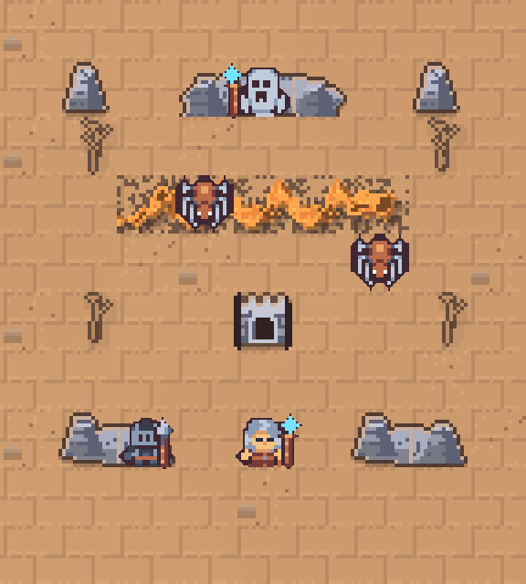 An underground vault of stone and webs with spiders and a wraith holding the far end.